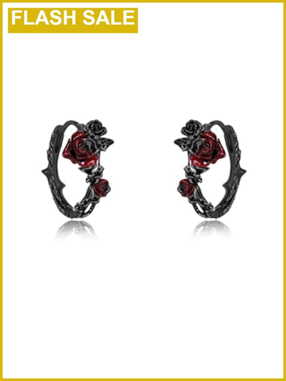 Red Rose Gothic Punk Earrings Copper Alloy Lever Back